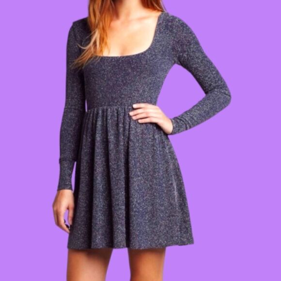 Free people women's purple and silver metallic skater dress size small‎ mini - Picture 1 of 10